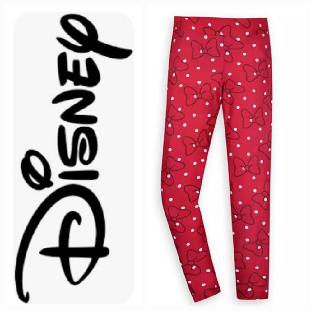 Disney parks red bow and polka-dot minnie leggings